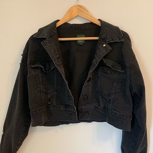 Wild Fable Black Cropped Denim Jacket, Size Medium